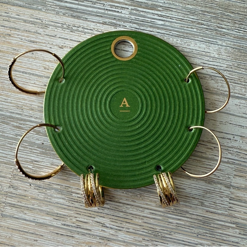 Anthropologie Gold Earrings Set of 3 - 14K Gold Plated, NEW